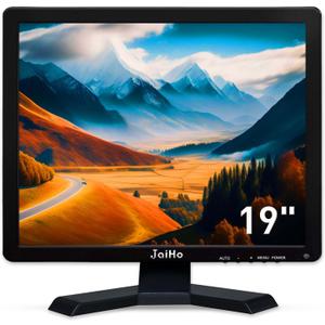 JaiHo PC Screen 19 Inch 4:3 Monitor 1280x1024 Color LCD Screen, HD PC Monitor with HDMI/VGA/AV/BNC/USB for Raspberry Pi Computer Xbox, Two Speakers, VESA