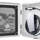 Outdoor EV Charger Enclosure Wall Box with Lock, Tesla & Chargepiont Charger Lock Box with Holder | Weatherproof, Visible, Easy to Install, White