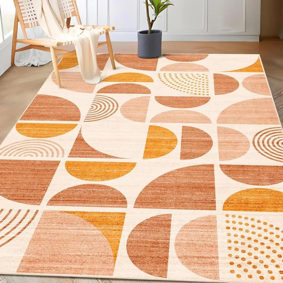 Area Rug for Living Room 7'x10'(83"x118") Boho Rug Washable Area Rugs for Bedroom Entryway Living Room Bedside Non Slip Soft Indoor Modern Abstract Bohemian Orange Area Rug for Living Room 7'x10'(83"x118") Boho Rug Washable Area Rugs for Bedroom Entryway Living Room Bedside Non Slip Soft Indoor Modern Abstract Bohemian Orange