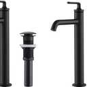 KRAUS Ramus Single Handle Vessel Sink Bathroom Faucet with Pop-Up Drain in Matte Black, KVF-1220MB-2PK