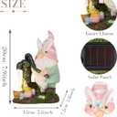 TERESA'S COLLECTIONS Easter Bunny Gnome Decorations with Solar Outdoor Light for Outside, Spring Resin Gnomes Figurines for Outdoor House Porch Balcony, Lawn Ornaments Gifts for Women Men Mom, 8"