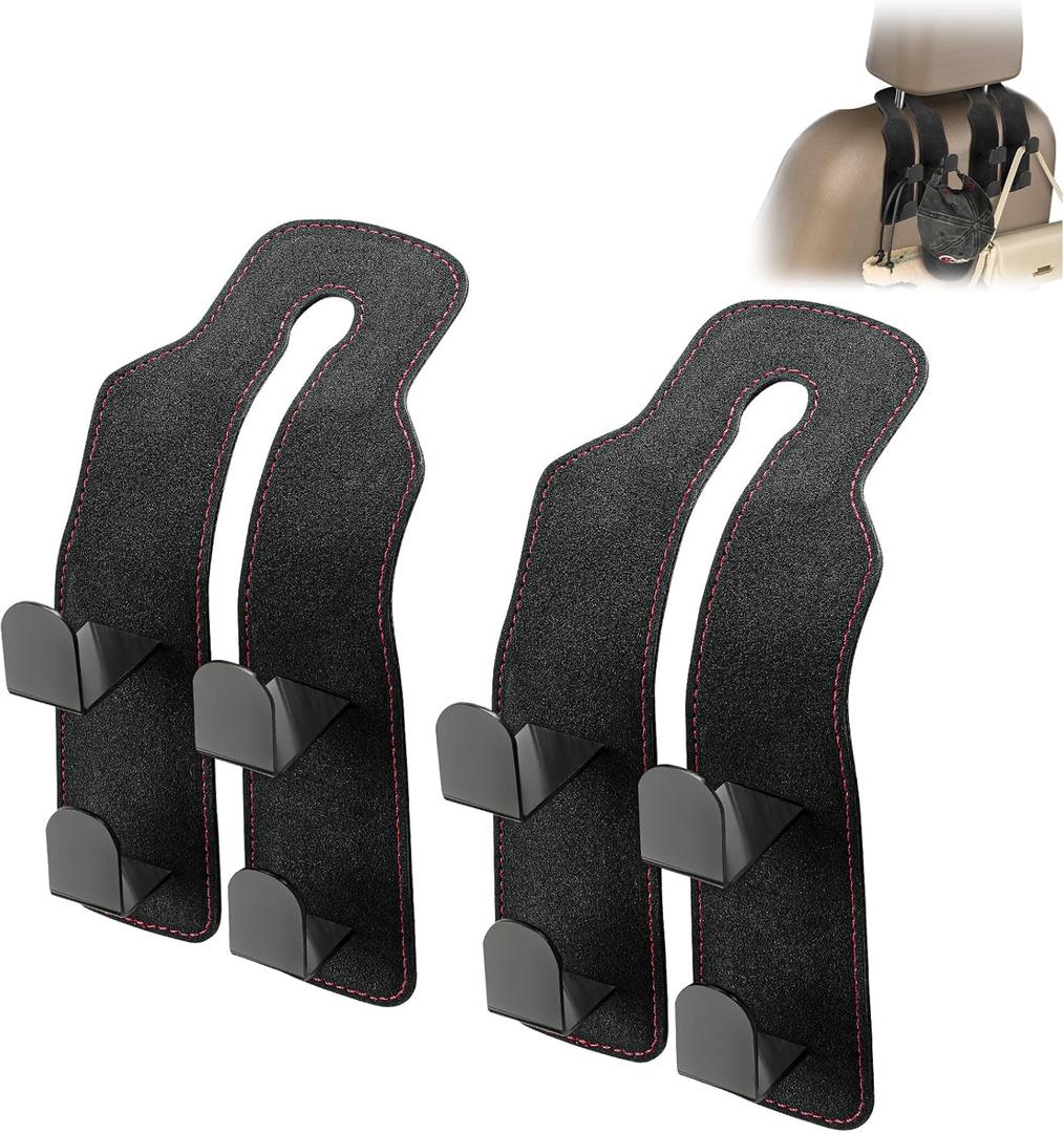 Car Hooks for Headrest, Pack of 2 Car Seat Hooks for Purses and Bags, Car Purse Hook, Car Organizers and Storage Accessories for Women (Black)