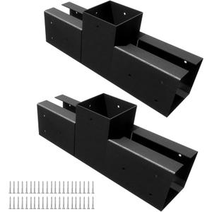 4"x 4" Pergola Brackets, 2Pcs Steel 3-Way Flat Angle Corner Bracket, Heavy Duty Black Powder Coated Pergola Kit for Gazebo 4"x 4" (Actual: 3.5x3.5 Inch) Lumber