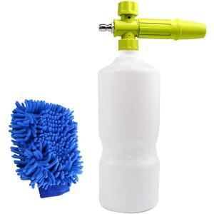 Foam Cannon 1 L Bottle Car Wash Snow Foam Lance with 1/4" Quick Connector Pressure Power Jet Washer Quick Release Adjustable Nozzle with 1 Washing Mitts