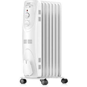 PELONIS PHO15A2AGW, Basic Electric Oil Filled Radiator, 1500W Portable Full Room Radiant Space Heater with Adjustable Thermostat, White, 26.10 x 14.20 x 11.00 in