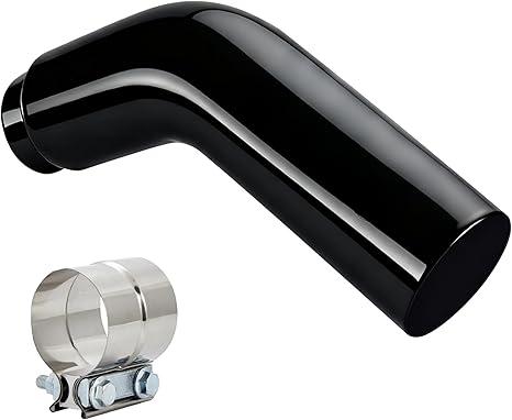 Universal 5" to 6" Exhaust Elbow Pipe with Steel Clamp - Silver Chrome or Black Painted for Car, Truck & Diesel