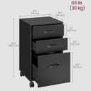 VASAGLE File Cabinet, 3 Drawers Filing Cabinet for Home Office, with Wheels, for A4, Letter Sized Documents, Hanging File Folders, Ink Black UOFC065B16, 15.7''d X 16.1''w X 26.9''h