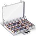 Trade Show Display Case Table Top Portable Aluminum Sports Card Display Case Frame with Clear Acrylic Showcase with Locks for Jewelry Craft Collector Shows (16"x12", Silver)