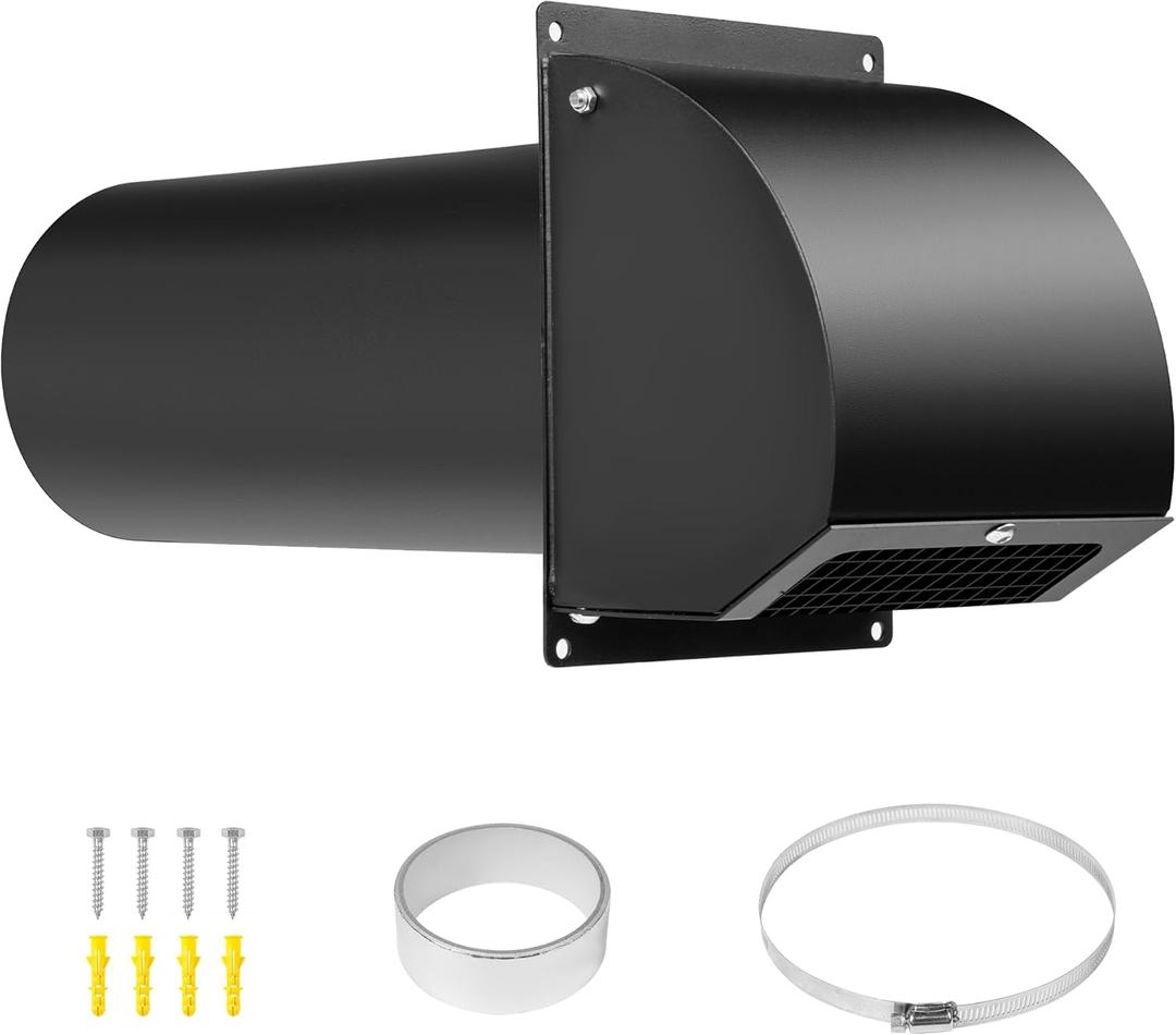 Neoaider 4 Inch Dryer Vent with Screen and Damper, 14GA/2MM Thick Heavy-Duty Steel Dryer Vent Cover, Dryer Vent Cover Outside for Dryer Ventilation and Outdoor Air Exhaust, Black