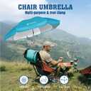 AMMSUN Chair Umbrella with Universal Clamp Adjustable 47 inches and 360° Swivel & UPF 50+ Protection Portable Sun Umbrella, Secure Clip on Camping/Beach Chairs, Stroller, Wheelchair, Golf cart, Lounger, Light Blue, Large-sized