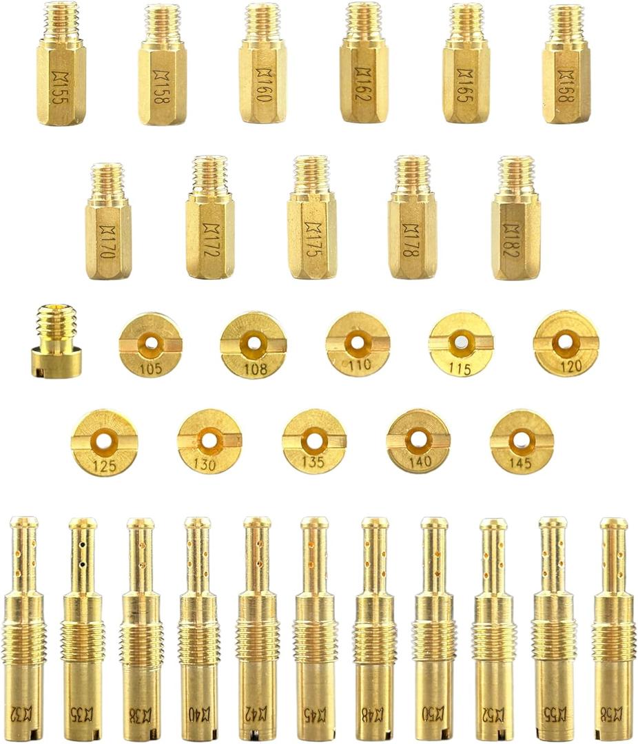 YAMAKATO Aftermarket 33pcs Carburetor Jet Kit w/ 11pcs Slow Pilot Jets and 22pcs Main Jets for Honda PWK Keihin OKO CVK KOSO PE PWM Yamaha Mikuni Carb Upgrade and Rebuild