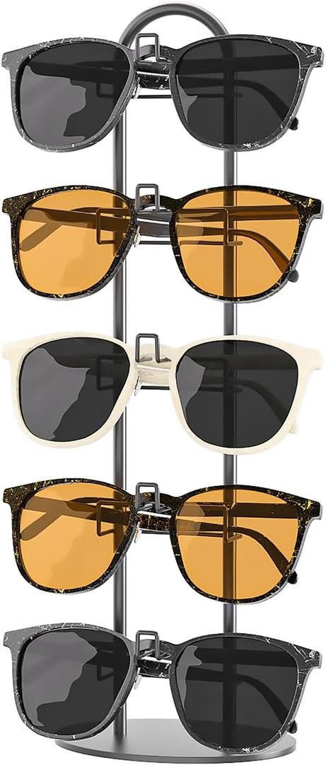 Sunglasses Organizer for Women, Glasses Holder, Sunglasses Display, Eyeglasses Rack Metal Frame, Eye Glass Holder Stand for Nightstand (Black, 1 PCS)