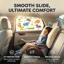 Car Window Shades for Baby & Kids, Roller Style Side Window Sunshade with Slide Track, Thick Blackout Fabric UV Protection Sun Shade with Cartoon Pattern & Storage Strap, Universal for Cars SUVs
