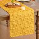 Artoid Mode Yellow Soft Plush Faux Fur Jacquard Embroidery Sunflower Spring Table Runner, Kitchen Dining Table Decoration for Home Party Decor 13x72 Inch