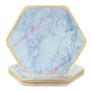 BLUE PANDA Marble Paper Party Plates (48 Count), Gold Foil Border, 9 x 8 Inches - Paper Plates