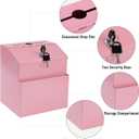Suggestion Box with Slot and Lock & 50 Suggestion Sheets Wall Mounted Comment Ballot and Donation Box with Lock Steel Pink
