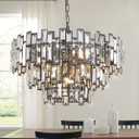 Modern Crystal Chandelier Lighting for Dining Rooms Bedroom Foyer Entryway Ceiling Hanging Pendant Light Fixture Lamp 24.5''