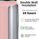 Fanhaw 20 oz Insulated Stainless Steel Water Bottle with Anti-Dust Chug Lid, Leakproof Vacuum Metal Everyday Use Bottle for Kids, Teens & Adults, Back to School Essentials (Pink)