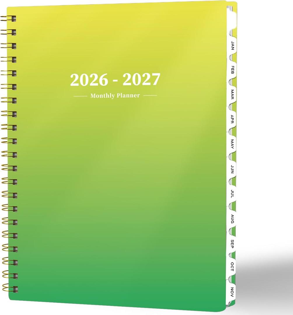 2 x Ymumuda 2026 Planner-2 Year Monthly Planner 2026-2027, JAN.2026 - DEC.2027, 8.5" x 11" Large Daily Planner with Spiral Bound, 24 Months Calendar Planner for School Office Work Teacher (G-Yellow Green)