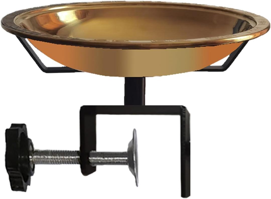 Bird Bath Deck Mounted with 11.8" W x 2.5" H Bowl Balcony Railing Birdbaths, Bird Bath Fence Clamp Detachable