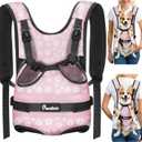 Pawaboo Pet Dog Front Carrier Backpacks, Legs Out Pet Carrier Backpack, Adjustable Easy-fit Dog Chest Carriers for Small Medium Dogs Hands Free for Travel Hiking Cycling Camping, XL, Pink Daisy