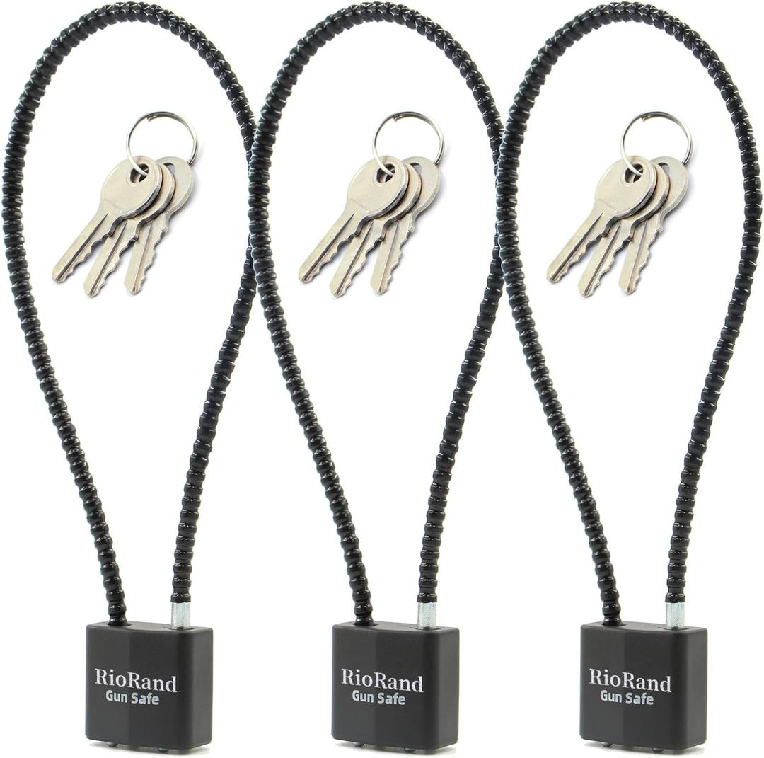 RioRand Keyed Cable Locks Simple Operation 15" Compatible with Pistols, Handguns, Rifles, and Shotguns, Storage for Locking and Safety