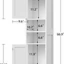 TEENFON 67" Tall Bathroom Cabinet with Adjustable Shelves and Doors, Narrow Bathroom Storage Cabinet for Small Space, Living Room, Entryway, Kitchen, White, 11.8"D x 11.8"W x 66.9"H