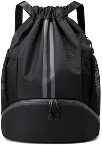 BROTOU Soccer Bags, Football Backpack, Volleyball Bag, Drawstring Backpack with Ball and Shoe Compartment, Football bags for Equipment Swim Gym Bag