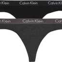 Calvin Klein Women's Motive Cotton Multipack Thong Panty (Black, S)