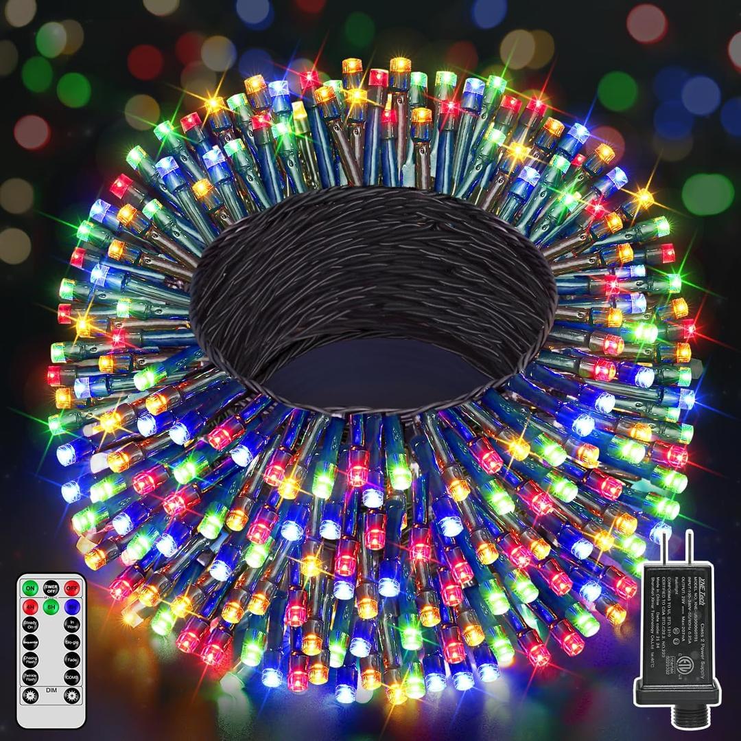98 FT 300 LED Christmas Tree Lights, Christmas Lights Indoor Plug in, 8 Modes Twinkle String Lights for Bedroom Wedding Party Ceiling Xmas Home Decorations (Multicolored)