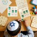 6 Set Passover Tic Tac Toad Gifts,Pesach Seder Cards with Wooden Tic Tac Toe Educational Plagues Frogs Party Game Mini Board Game Matzah Seder Passover Party Supplies