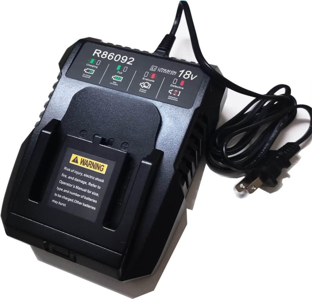 18 Volt Dual Chemistry Battery Charger R86091 R86092 Replacement for Ridgid 18V NiCad or Lithium Ion Battery R840085, R840086, R840087,R840083, R840089 and More