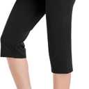 RIMLESS 7 Women's Capri Pants with Pockets Lounge Crop Yoga Pants Tummy Control Stretch Workout High Waist Athletic Pants P03-Black-L