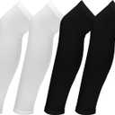 2Pairs Leg Sleeves, Compression Full Length Leg Sleeves for Men Women Basketball Leg Sleeve for Running, Basketball(White&Black)(M)