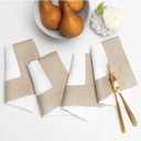 Solino Home Linen Napkins Set of 4-100% Pure Linen Natural and White Dinner Napkins Cloth 20 x 20 Inch for Summer - Contempo, Handcrafted and Machine Washable
