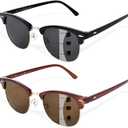 OPTOFENDY Progressive Reading Sunglasses for Women Men No Line Multifocus Sun Readers Outdoor Reading Sunglasses (Black+brown)