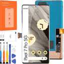 OLED Screen for Google Pixel 7 Pro 5G Screen Replacement for Pixel 7 Pro LCD Screen GP4BC,GE2AE Touch Display Digitizer Assembly Repair Parts with Frame(Black with Fingerprint Function)