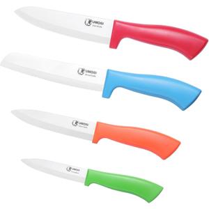 Ceramic Kitchen Knife Set with Covers in Gift Box, Healthy Stain Resistant & Non-Rust, Dishwasher Safe - Colorful Knife Set Include Chef, Serrated Bread, Utility & Paring Knife