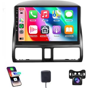 2G+64G Android 13 Car Radio for Honda CRV 2002-2006, Rimoody Car Stereo Wireless Carplay Android auto GPS WiFi 9'' Touchscreen Mirror Link HiFi Bluetooth FM/RDS Radio + Rear Camera