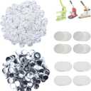 Happizza 500 Sets 32mm(1.25 inch) Blank Pin Back Buttons Parts for Button Maker Machine 32mm, Round Badge Making Supplies, Includes Metal Cover, Plastic Button Back Cover, Clear Film&Blank Paper