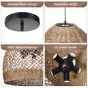 19.6" Large Farmhouse Chandeliers for Dining Room, 5-Light Rattan Boho Chandelier Light Fixture with Wicker Lampshade, Coastal Hanging Pendant Lighting for Kitchen Island Bedroom Living Room Nursery