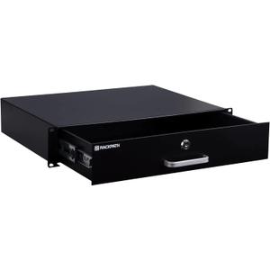 RackPath 2U Rack Mount Drawer for 19 Inch AV/Network/DJ Equipment Racks or Cabinets with Lock and Key