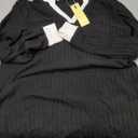 BAISHENGGT Women's Contrast Collared Shirts Casual Long Sleeve Ribbed Fall Tops Lightweight Tunic Sweaters (Large, Black)