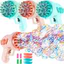 ShinyRelief 4 Pack Wedding Bubble Guns 32 Holes with Light, Bottles Solution, Romantic Bubble Maker for Outdoor Ceremony, Wedding Party Favors, Photo Props, Reception Entertainment (Green and Pink)
