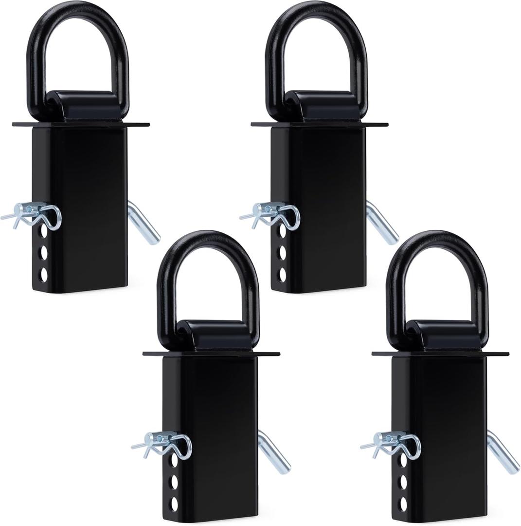 Lonffery Stake Pocket D Rings, 4PCS 18000lbs Heavy Duty Stake Pocket Tie Down for Utility Trailers and Flatbed Cargo Trucks (Black)