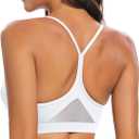 RUNNING GIRL Y-Back Sports Bras for Women, Medium Impact Wirefree Padded Bra Workout Crop Top Longline Sports Bra Push up (Large, White)