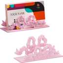 Faccito Resin Pink Bow Business Card Holder Business Card Organizers Office Gift for Women Postcard Holder for Office Tabletop Desk Accessories