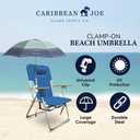 CARIBBEAN JOE Umbrella for Beach Chair, Adjustable and Universal, UV Protection