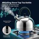 6.3QT Whistling Tea Kettle for Stove Top, 304 Stainless Steel Tea Kettles, 6.3 Quarts
