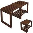 LMontex Bathroom Bench Adjustable Length 29 Inches Shower Benches for Inside Shower Bathroom Bench Seat Wood Bathroom Bench Bathroom Bench with Storage for Adults Seniors Elderly Walnut Color